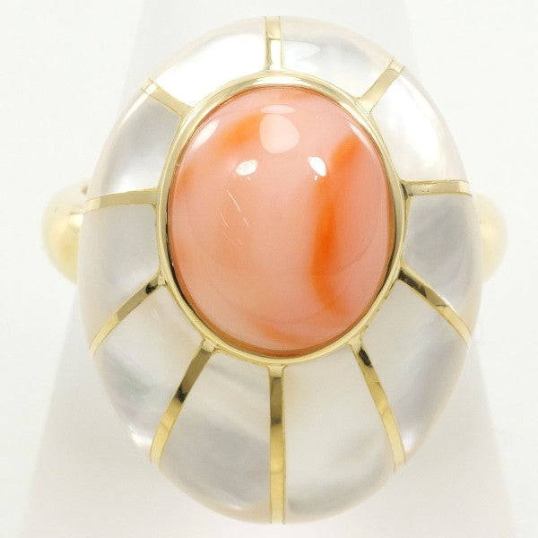 18K Yellow Gold Shell Coral Ring for Women - Elegant Beach Wedding Jewelry, Perfect for Bridal, Engagement, Anniversary Gifts & Tropical Vacations