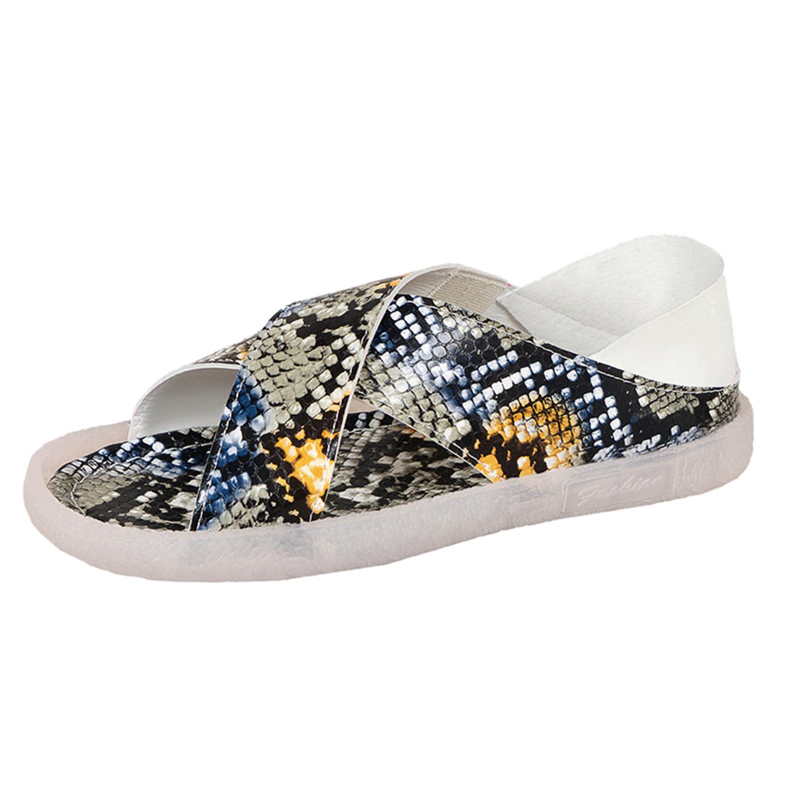 Women's Cute Platform Sandals - Cross Strap Leather Design with Snake Print Fashion | Flat Bottom Rubber Sole | Perfect for Summer Outfits, Beach Vacations & Casual Wear