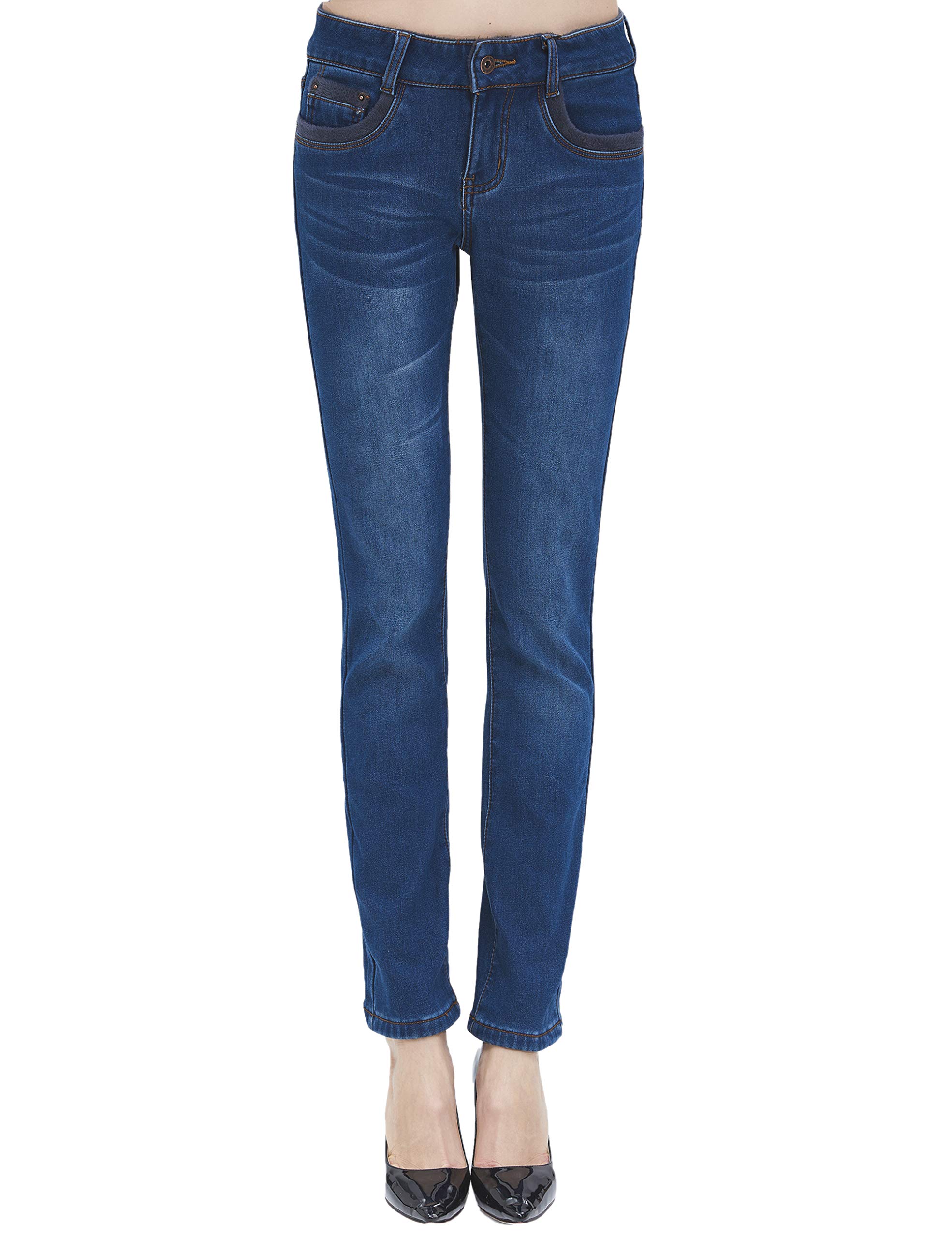 Camii Mia Women's Fleece Lined Jeans - Winter Warm Stretch Pants, Slim Fit Jeggings for Women | Cozy Cold Weather Outfits & Casual Winter Fashion