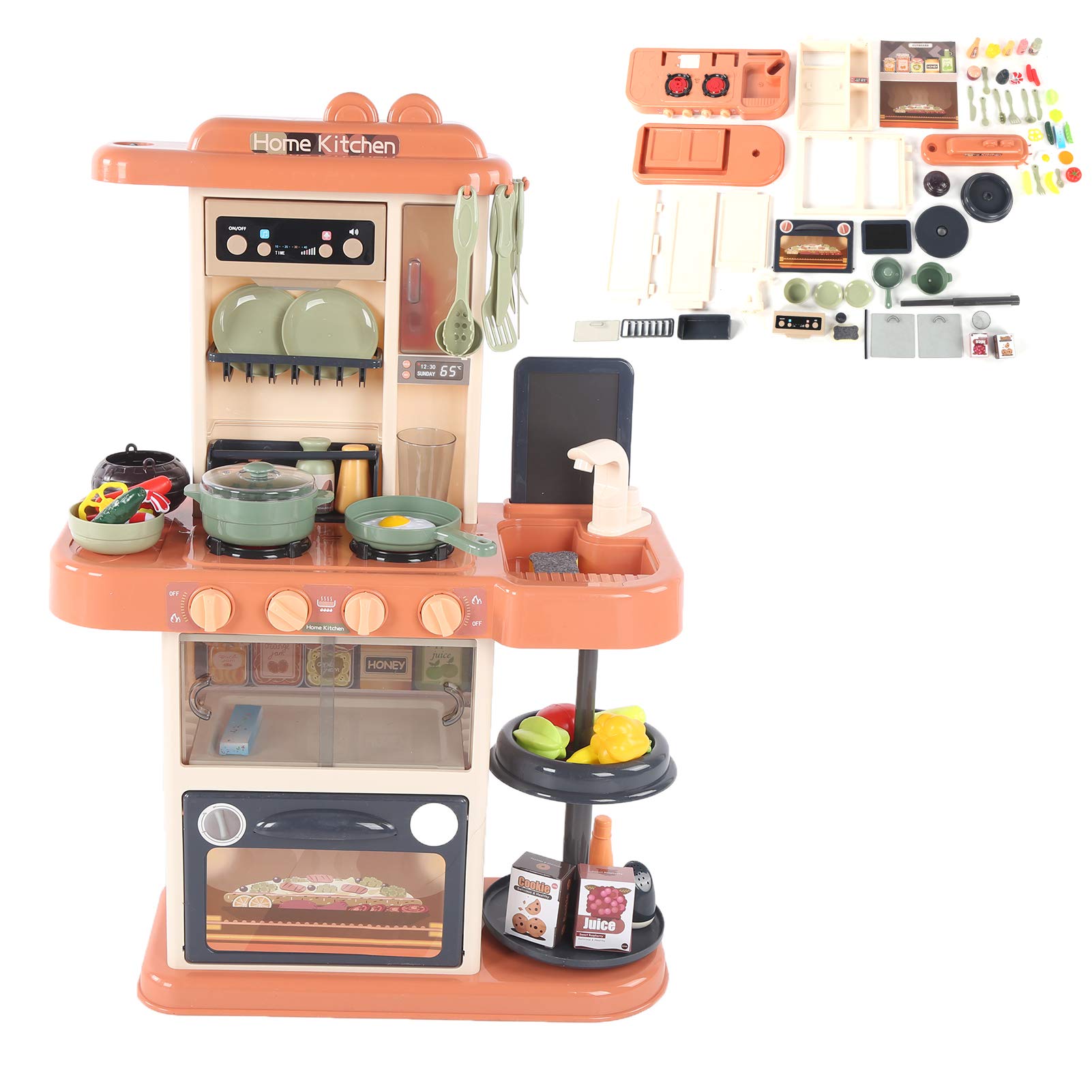 Zerodis Kids Kitchen Playset - Realistic Pretend Play Cooking Toys with Spray Function, Educational Learning Kitchen Utensils for Boys & Girls Ages 3-5 | Perfect for Role Play, Birthday Gifts & Early Childhood Development