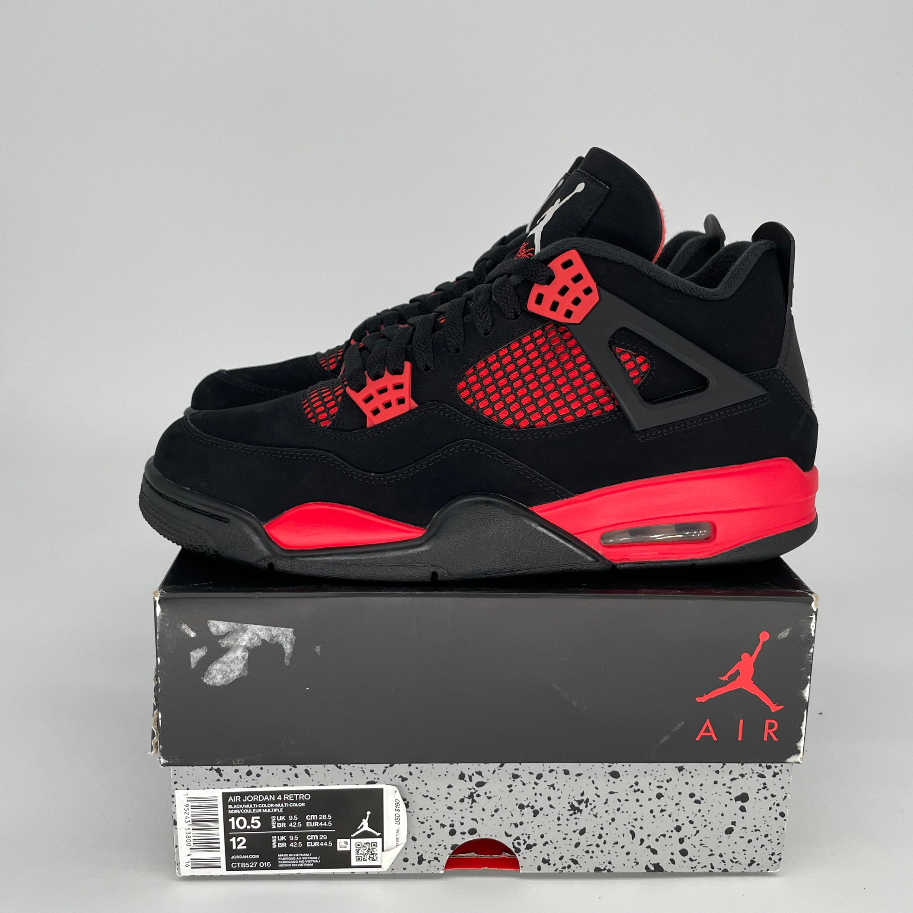 Air Jordan 4 Red Thunder Men's Basketball Shoes Size 10.5 (CT8527-016) - Retro Sneakers for Streetwear & Casual Fashion