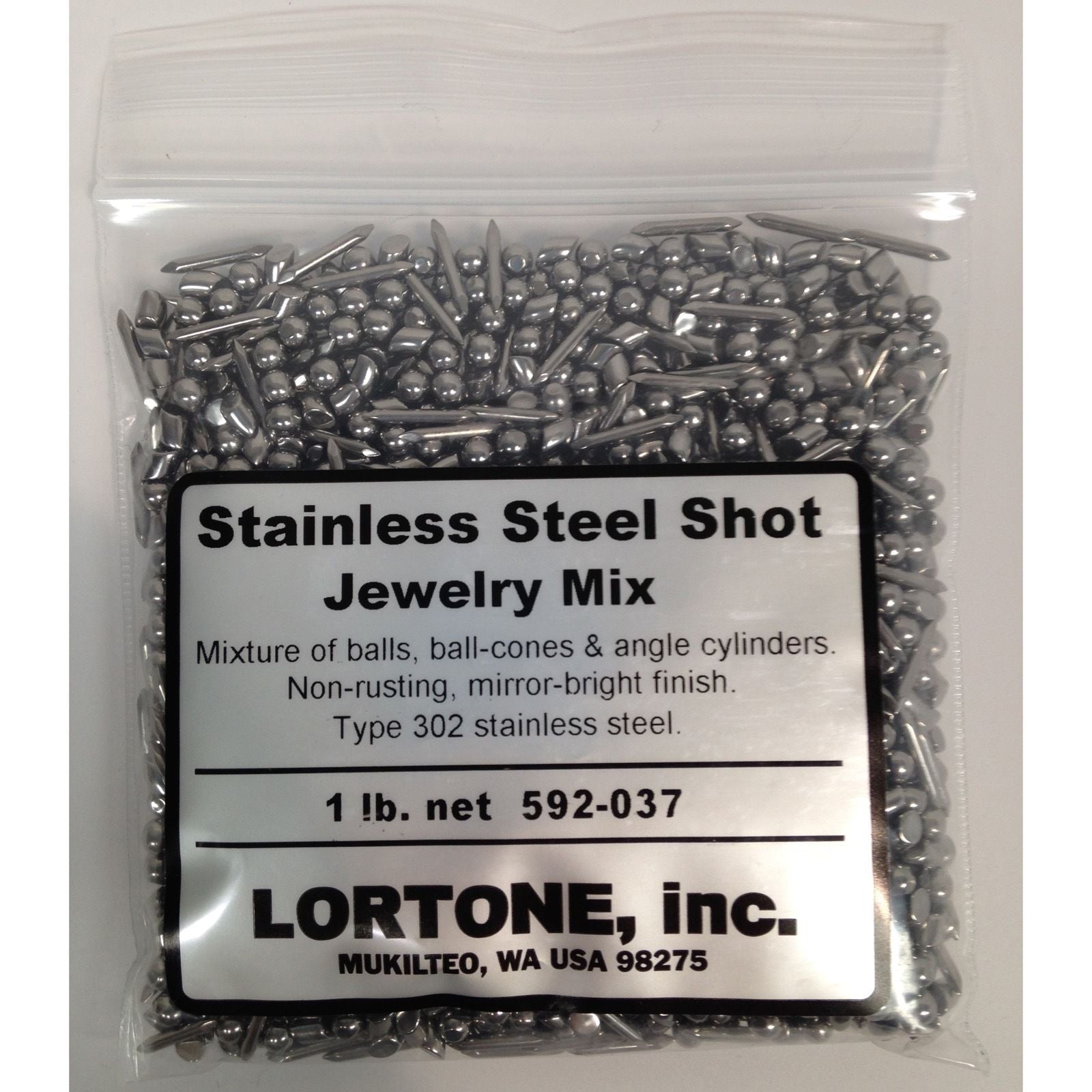 Lortone 1 lb Stainless Steel Ball & Pin Shot Mix for Jewelry Tumbling – Perfect for Polishing Gemstones, Metals, and DIY Jewelry Making