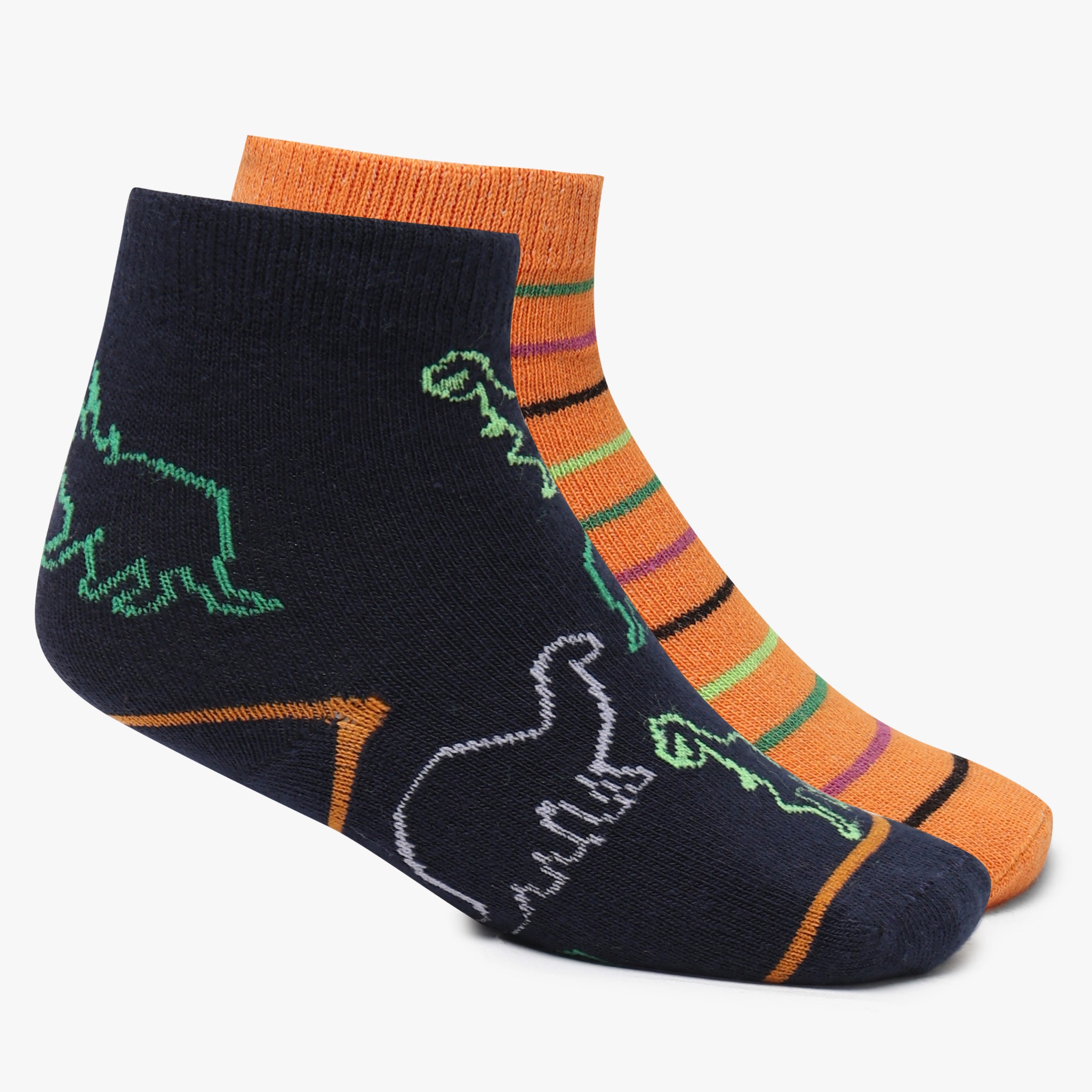 Boys Ankle Socks 2-Pack - Fun Printed Crew Socks for Kids - Comfortable Cotton Blend Socks for School, Sports & Everyday Wear