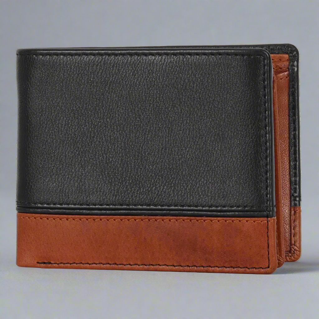 BOL Bi-Fold Wallet for Men - Genuine Leather RFID Blocking - Slim Minimalist Design - Black & Brown - Perfect for Everyday Carry & Travel