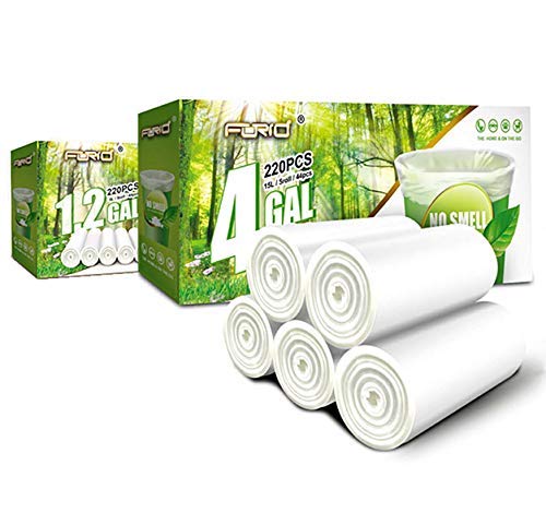 Small Trash Bags 1.2 & 4 Gallon - Clear Kitchen Garbage Can Liners for Bathroom, Bedroom, Office (220 Count) | Perfect for Waste Baskets, Mini Trash Cans & Daily Household Use