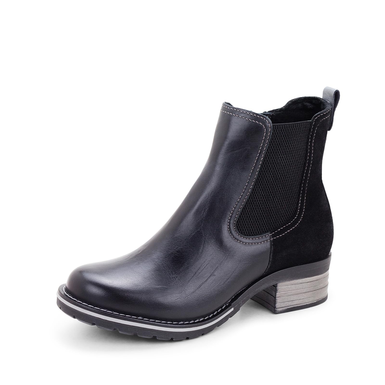 Dromedaris Women's Kourtney Ankle Boots - Black Leather Casual Booties Size EU 39 (US 8.5) | Comfortable Slip-On Shoes for Work, Date Night & Fall Fashion