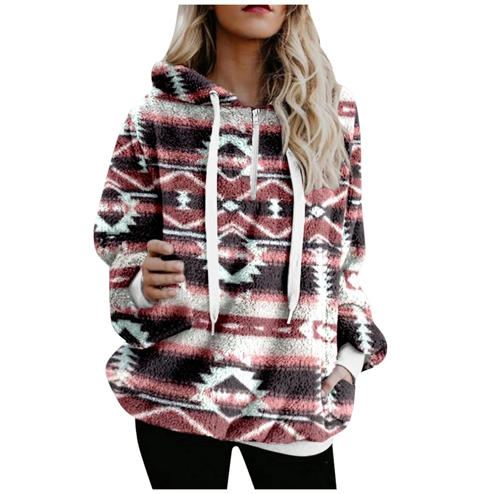 Plus Size Women's Hooded Sweatshirt Coat - Winter Warm Zippered Jacket with Pockets - Soft Cotton Cardigan Sweater for Women - Perfect for Casual Outfits, Outdoor Activities & Cold Weather Layering
