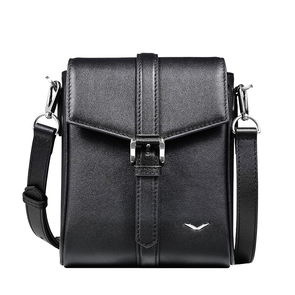 Premium Men's Leather Crossbody Messenger Bag - Slim Business Courier Bag for Work & Travel - Stylish & Durable Black Leather Shoulder Bag for Office, Commuting & Daily Use