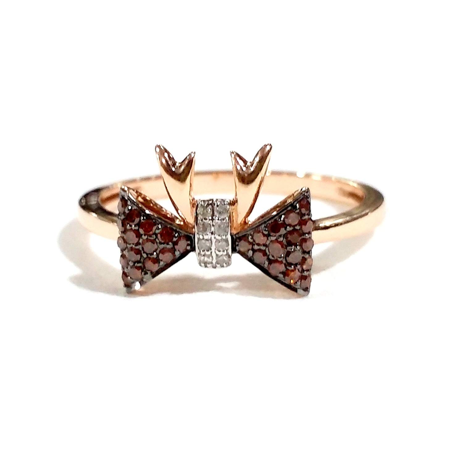 0.25Ct Cognac & White Diamond 10K Gold Ring for Women - Elegant Wedding, Engagement & Anniversary Jewelry Gift - Perfect for Special Occasions & Everyday Wear