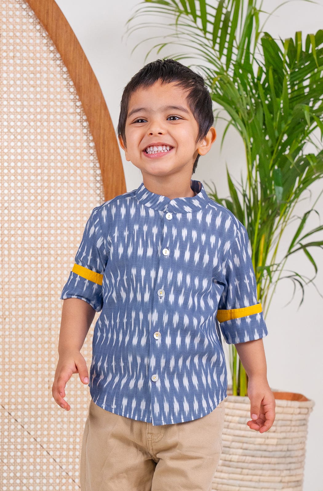 Boys' Striped Long Sleeve Shirt - Cream Color | Casual & School Wear for Kids | Perfect for Playdates & Everyday Outfits