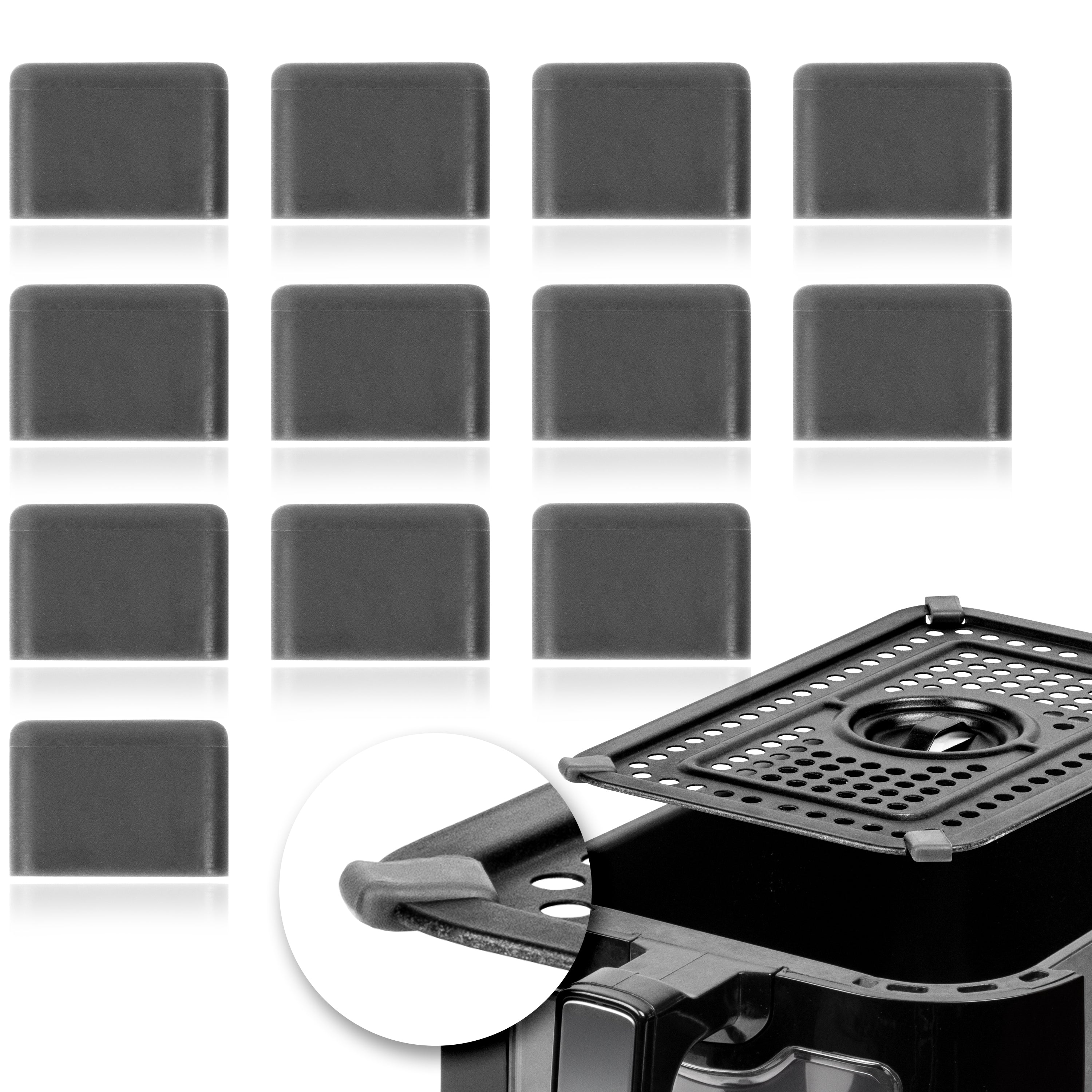 **Duronic Silicone Corners for Air Fryer Inner Trays – 12-Pack Non-Slip Rubber Inserts – Compatible with Duronic AF24 & AF34 Air Fryers – Perfect for Easy Cleaning & Preventing Scratches**