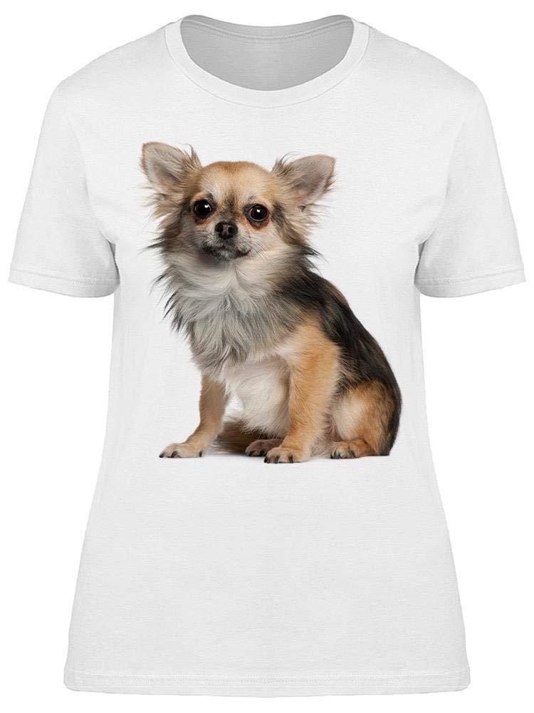 Women's Chihuahua Sitting and Staring Graphic T-Shirt - Cute Dog Lover Tee for Casual Wear & Gifts