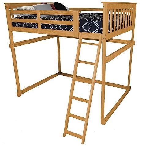 A & L Furniture Mission Style Loft Bed with Side Ladder - Space Saving Twin Size Wooden Bunk Bed for Kids & Teens - Perfect for Small Bedrooms, Dorms & Guest Rooms