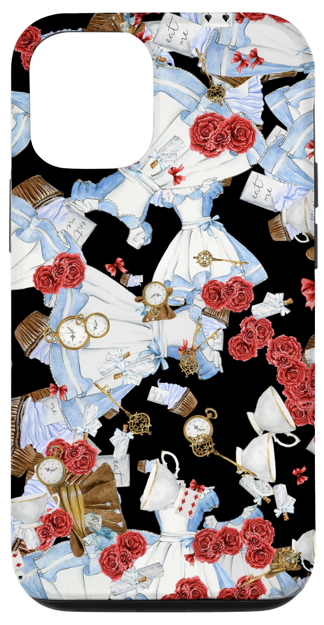 iPhone 12/12 Pro Alice in Wonderland Symbols Collage Case - Stylish Protective Cover for Daily Use, Travel, and Gift Giving