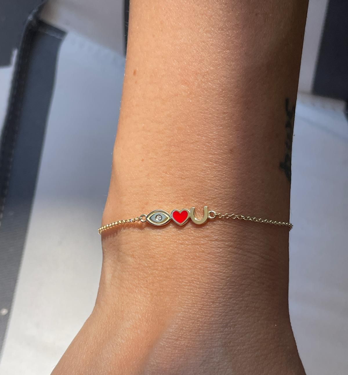 I LOVE U Bracelet - Sterling Silver Couple Bracelet for Her/Him, Romantic Gift for Valentine's Day, Anniversary & Special Occasions