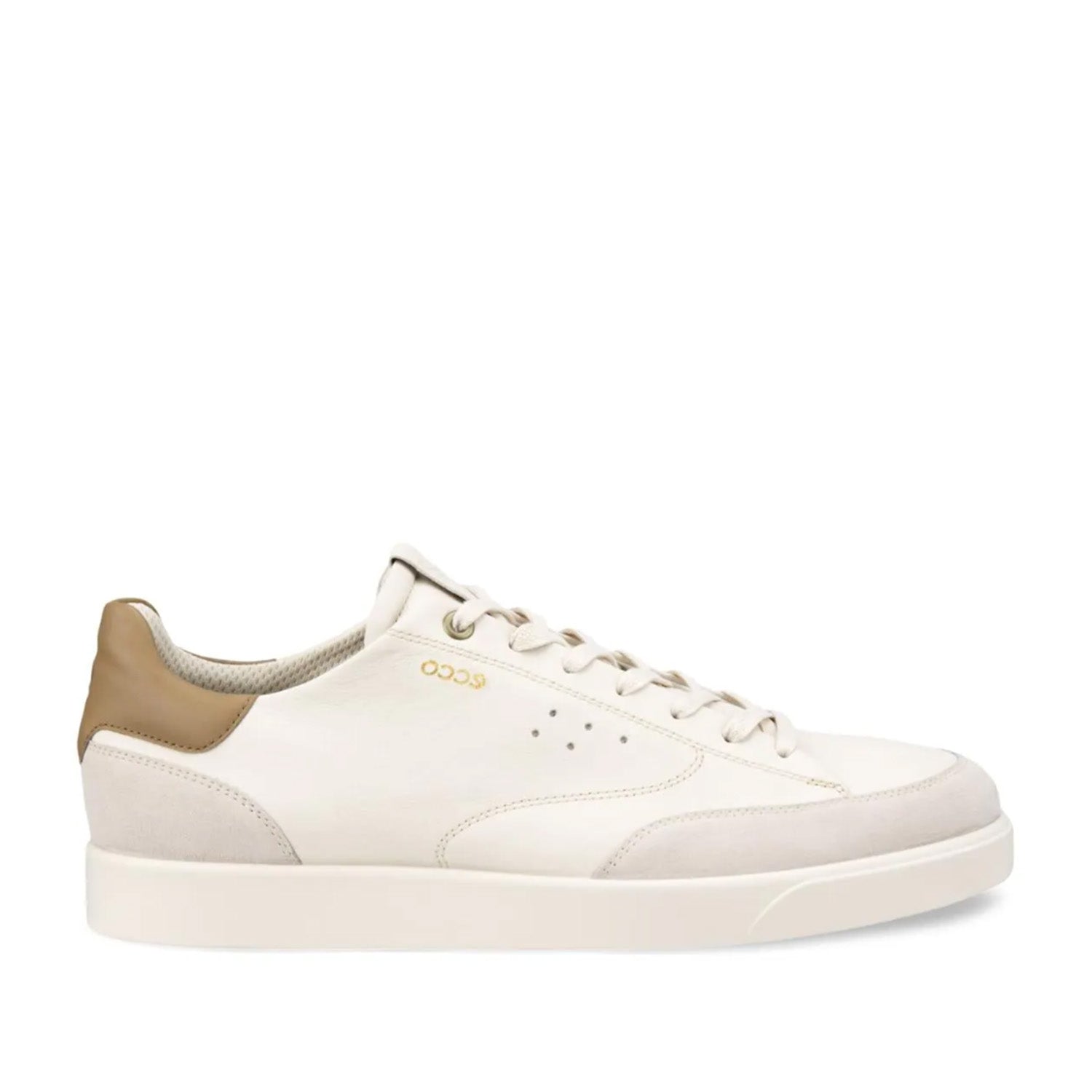 ECCO Men's Street Lite Luxe Sneakers in Limestone/Nutmeg Brown - Comfortable Walking Shoes for Men, Casual & Travel Footwear