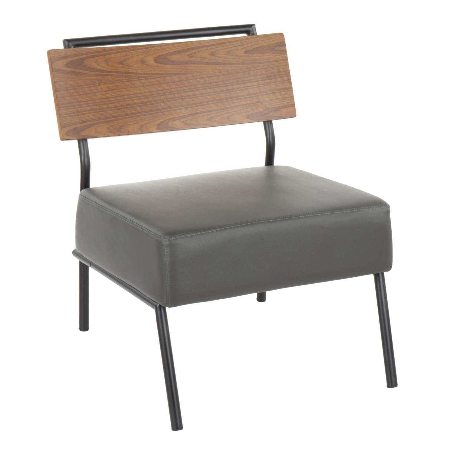 LumiSource Fiji Leather Accent Chair - Armless Modern Living Room & Bedroom Seating - Stylish Contemporary Lounge Chair for Home Office, Reading Nook, or Relaxation Corner