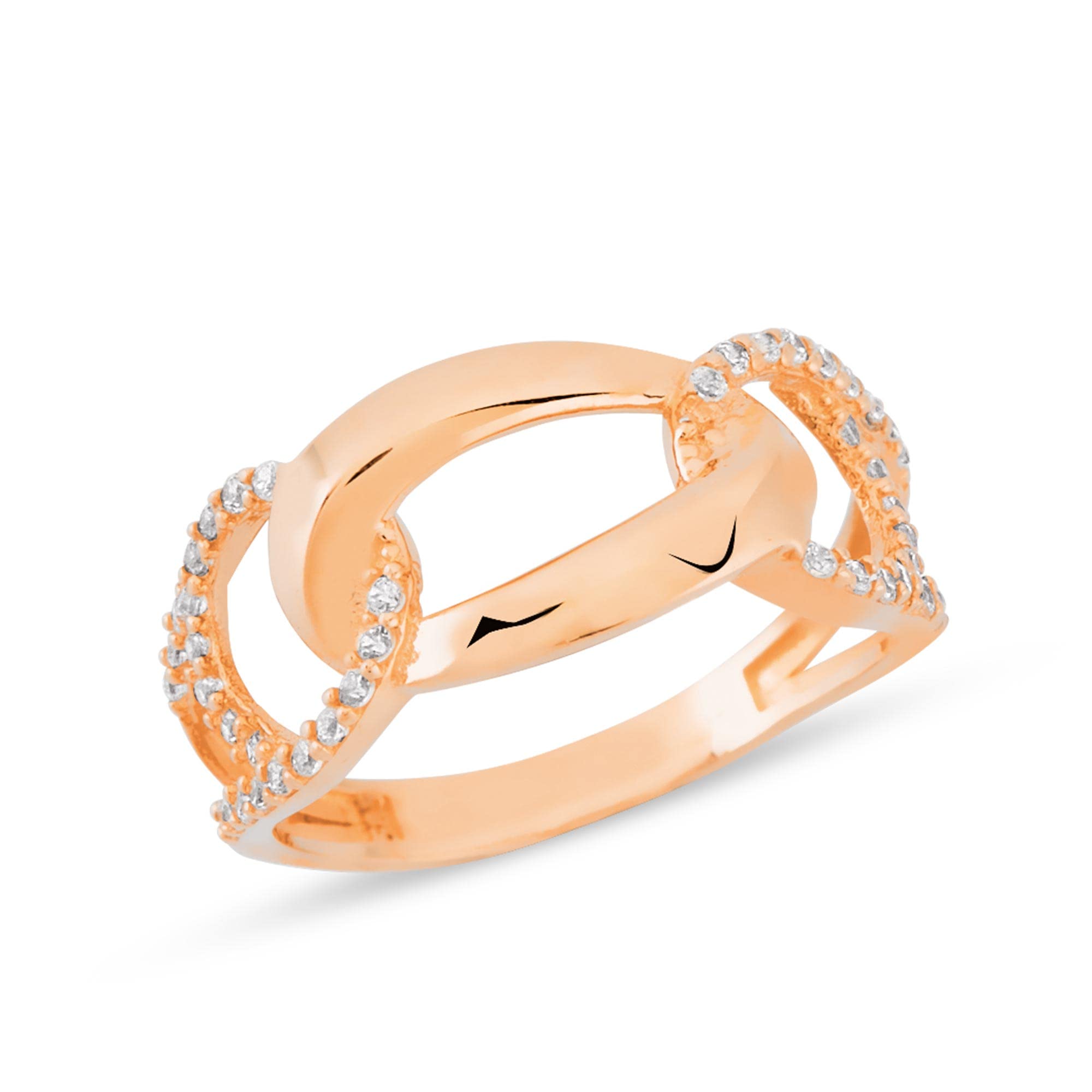 14K Solid Gold Dainty Stacking 9mm Curb Link Rings with Cubic Zirconia - Elegant Chain Pattern Minimalist Jewelry for Women | Yellow, White, Rose Gold Options | Stackable Fashion Rings for Everyday Wear, Gifts for Her, Mom, Sister | Fine Jewelry Size 4.5-12 | Perfect for Layering, Office Wear & Special Occasions