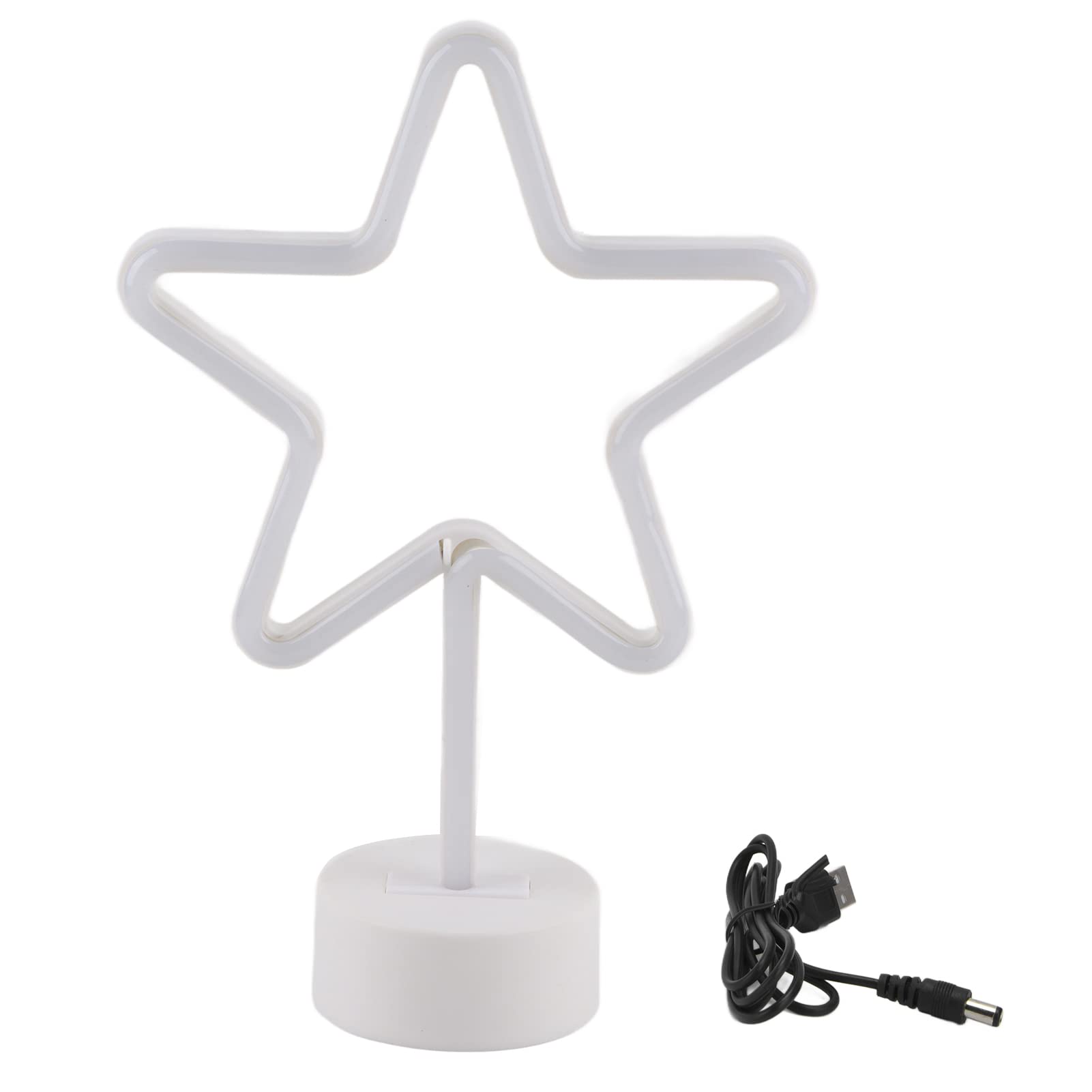 LED Star Shaped Neon Light - USB Powered Desktop Night Lamp with Base Holder, Halloween Party Decor, Wall Art for Teen Girl Bedroom, Home Bar & Gaming Room Aesthetic Lighting