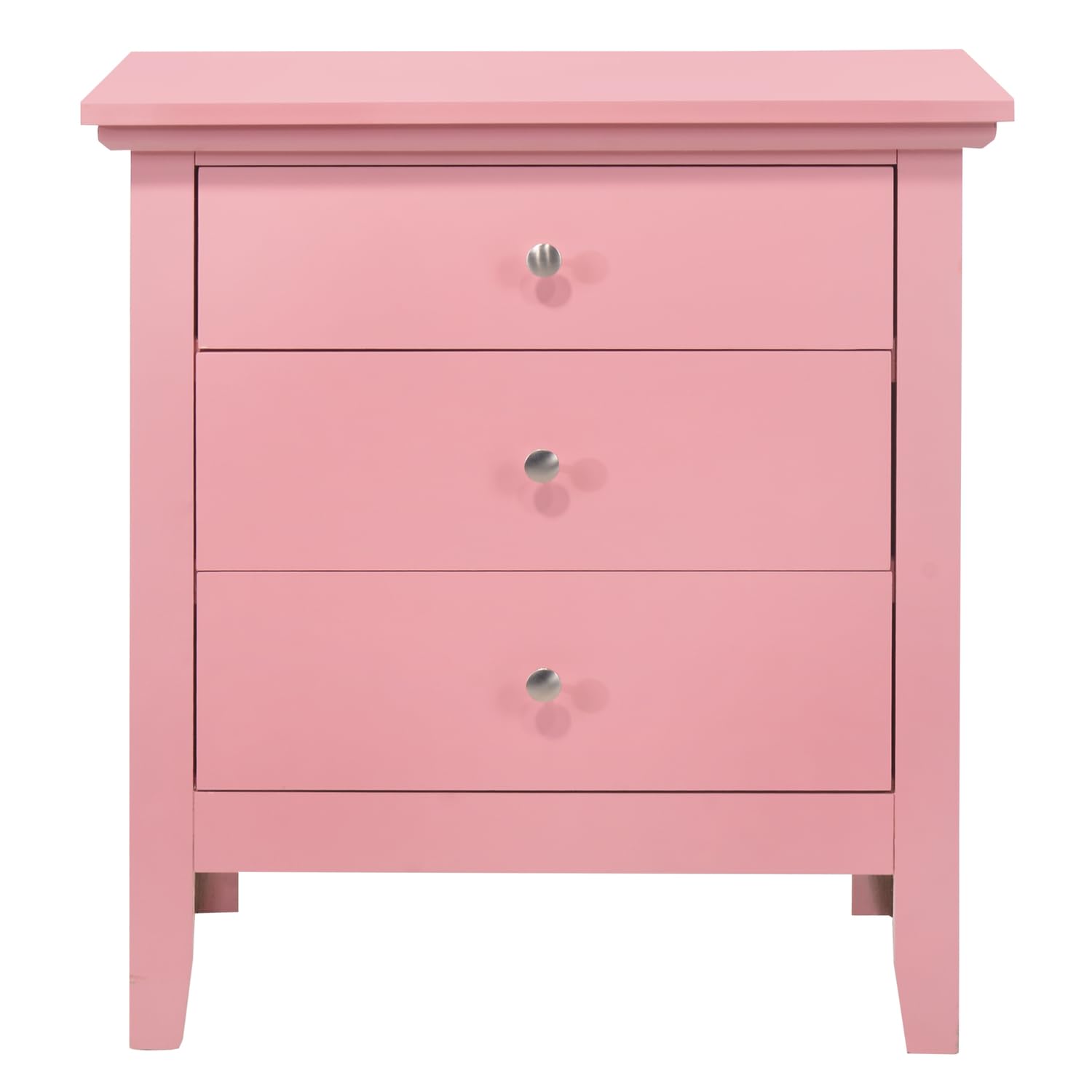 Hammond 3-Drawer Pink Nightstand PF-G5404-N | Modern Bedside Table with Storage | Perfect for Bedroom, Guest Room & Nursery Organization