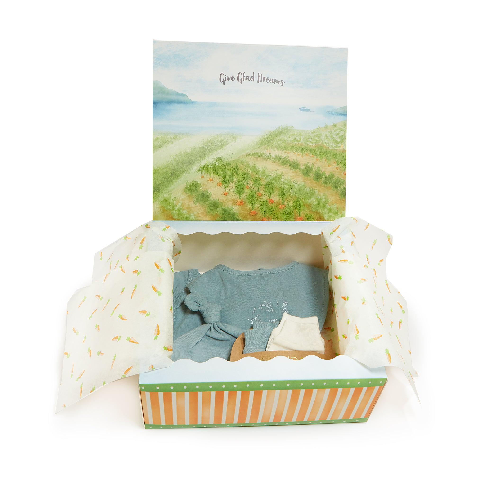 Organic Newborn Baby Essentials Gift Set - Soft Bay Blue - Perfect for Baby Showers, Christenings & New Parent Gifts