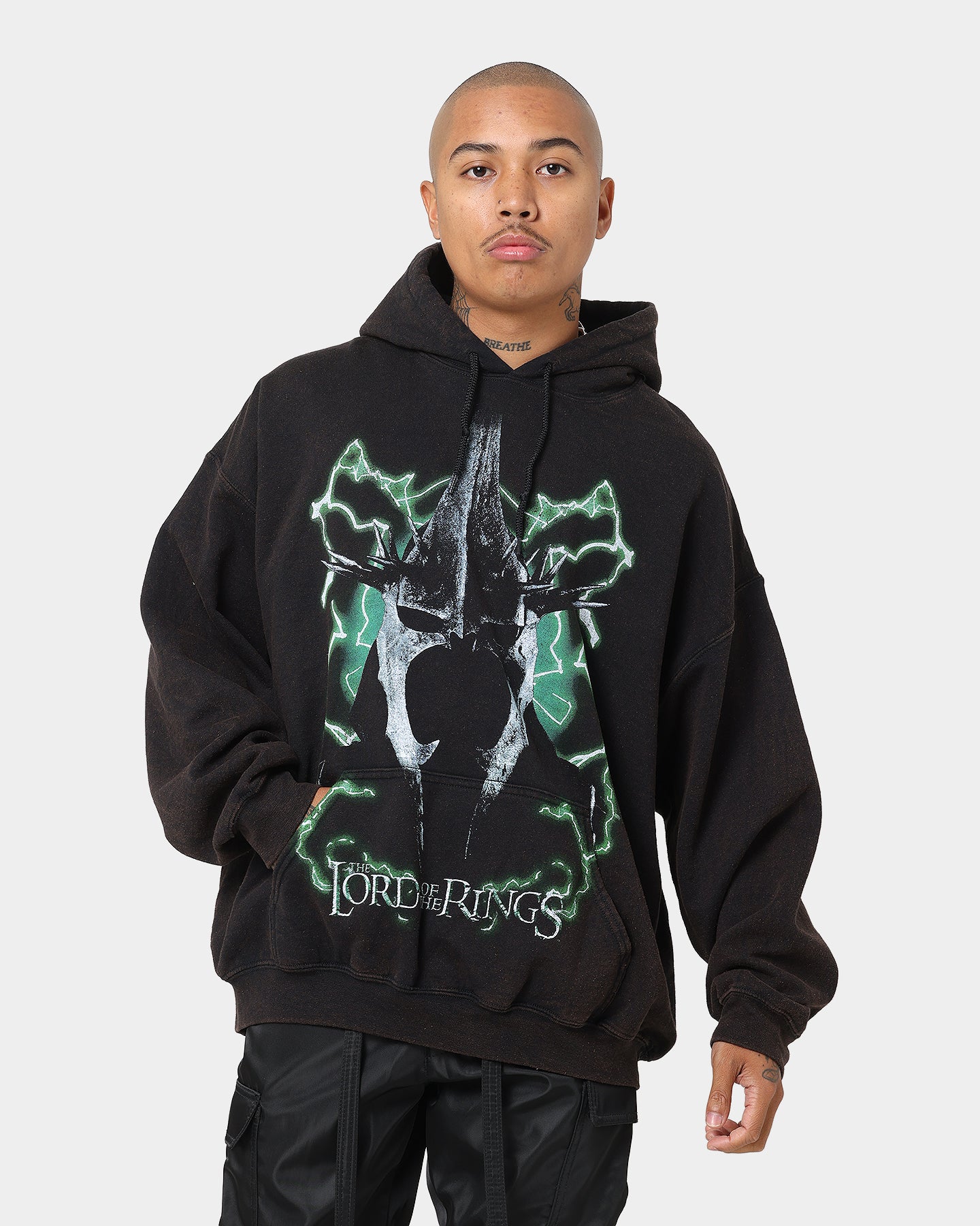 Vintage Lord of the Rings Witch King of Angmar Hoodie - Washed Black | American Thrift | Perfect for Cosplay, Movie Nights & Fantasy Fans