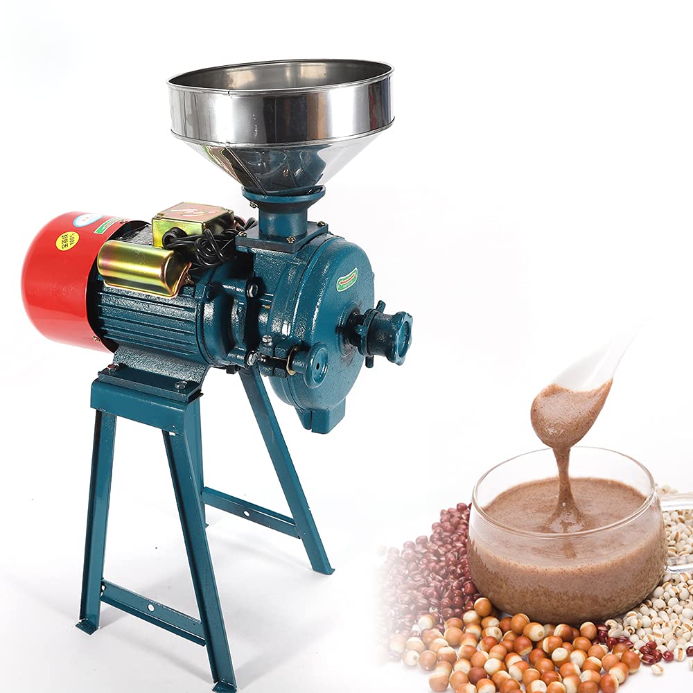 3000W Commercial Electric Grain Mill Grinder - Heavy Duty Corn, Wheat, Coffee & Rice Flour Mill Machine with Funnel (110V) - Perfect for Bakeries, Restaurants & Home Kitchen Use