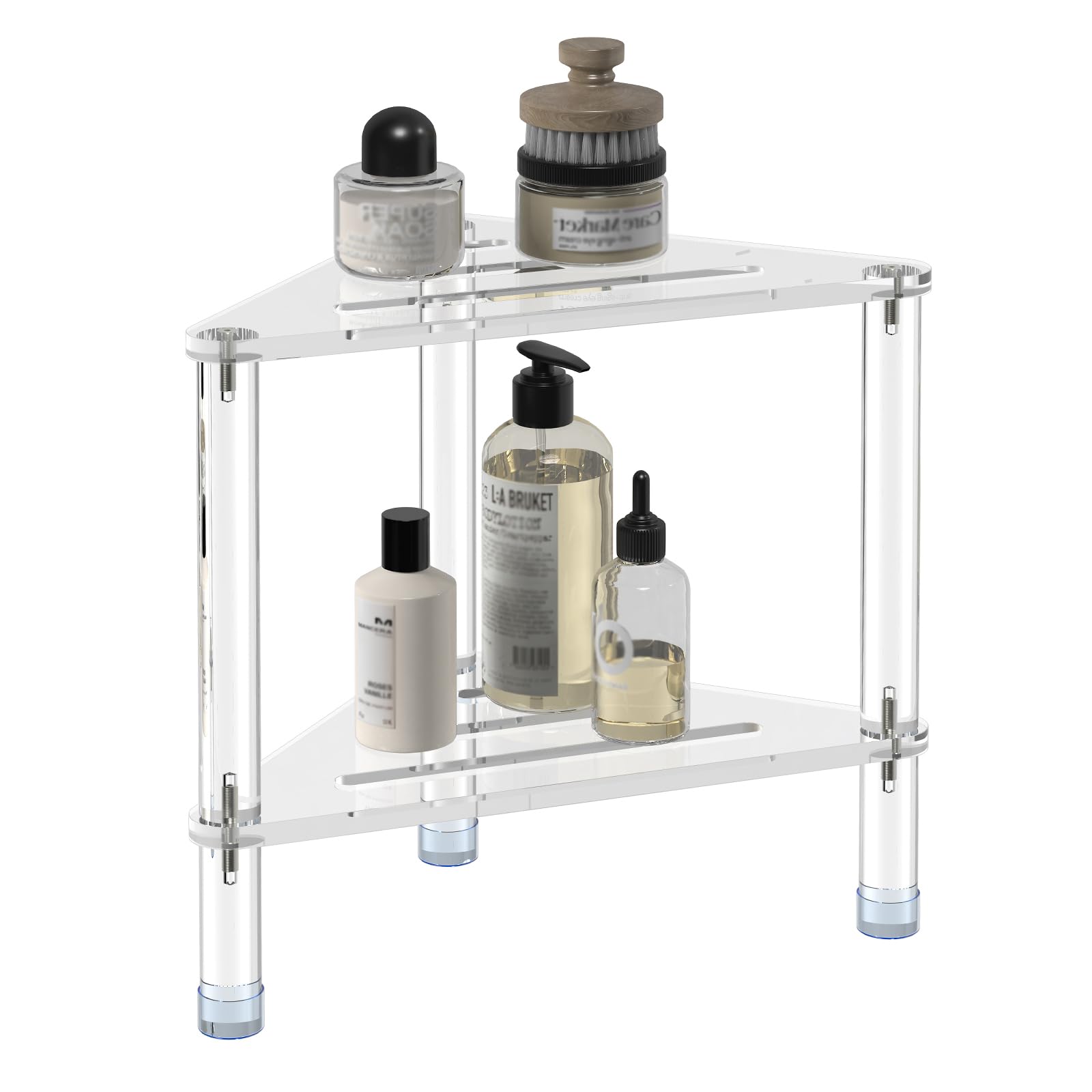 Acrylic Triangle Shower Stool with Storage Shelf - 11.42
