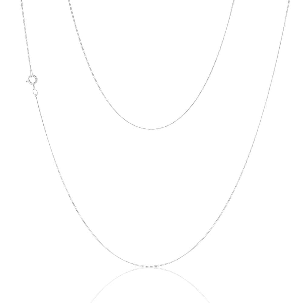9ct White Gold 18 Gauge Fine Curb 46cm Chain Necklace for Women - Elegant Jewelry Gift for Birthday, Anniversary & Special Occasions