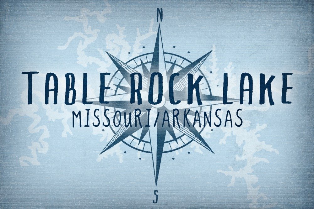 Table Rock Lake Travel Poster - 36x54 Giclee Gallery Print, Lake Essentials Wall Decor with Compass Design - Perfect for Home, Office & Cabin Decorations
