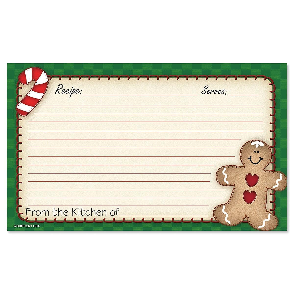 3x5 Inch Gingerbread Man Recipe Cards - Blank Single Sided Cardstock for Baking, Cookies & Thanksgiving Recipes | Cute Holiday Gift for Christmas, Bridal Showers & Family Gatherings | 50-Pack for Recipe Sharing & Festive Cooking