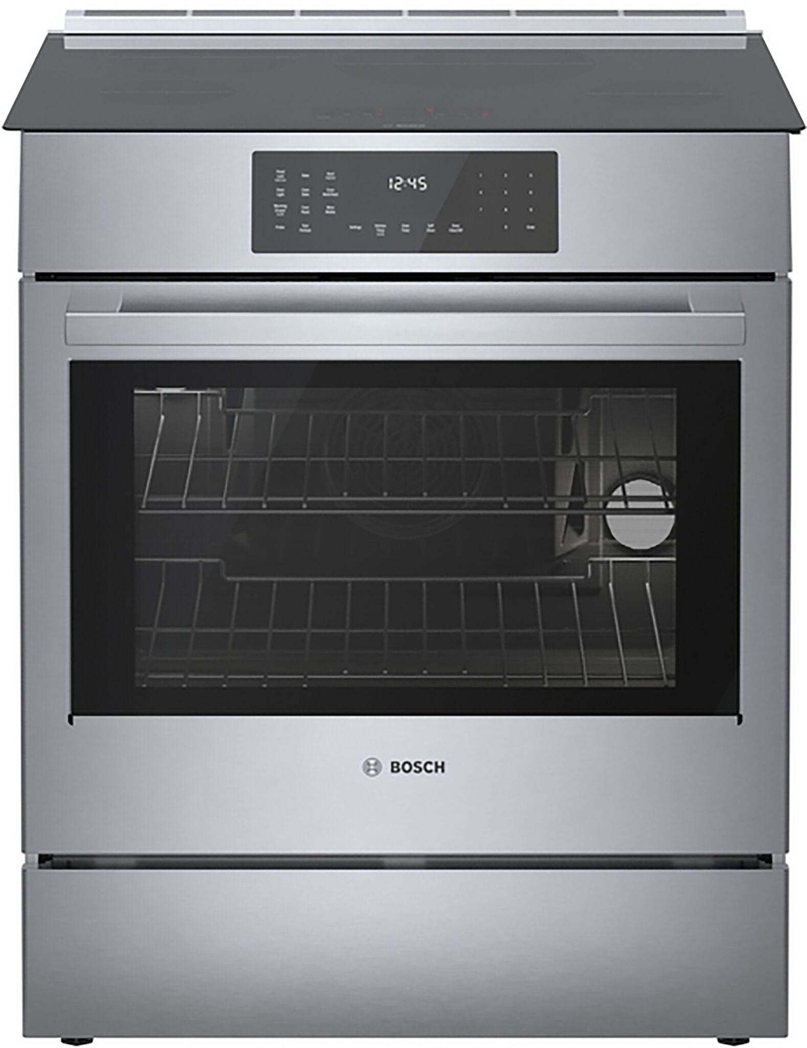 Bosch 30 Inch Stainless Steel Slide-In Induction Range with Convection Oven - 4.6 Cu.Ft Capacity (Model HII8057C) - Perfect for Modern Kitchens & Professional Cooking