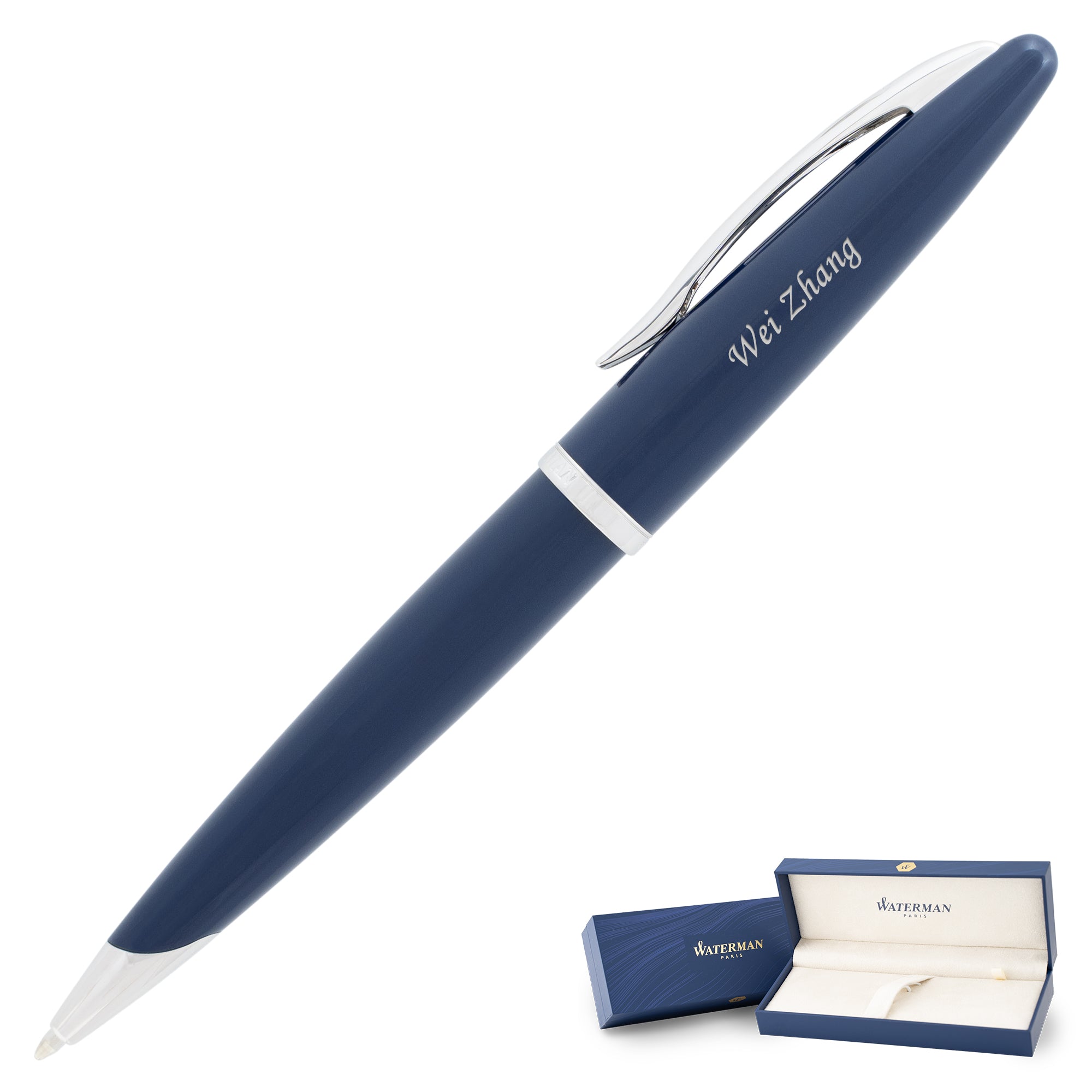 Waterman Carène Ballpoint Pen - Premium Blue Ink Pen with Chrome Trim for Business, Gifts & Everyday Writing | Elegant Office & Home Use
