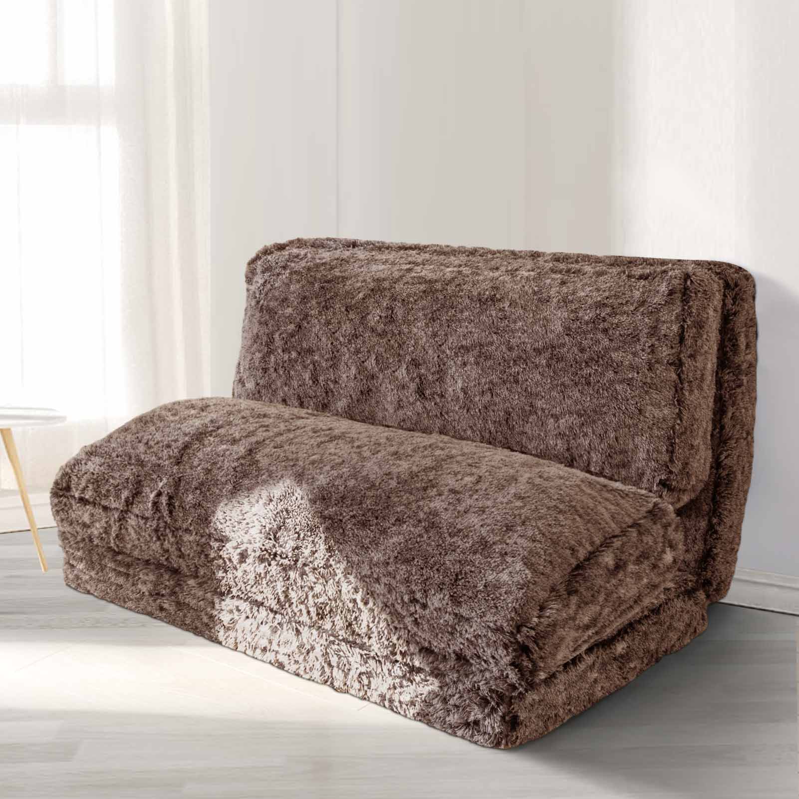 MAXYOYO Folding Bean Bag Sofa Bed - Soft Faux Fur Floor Chair with Foam Filling, Convertible Wall Couch Sleeper for Living Room, Bedroom & Dorm | Perfect for Lounging, Gaming & Extra Guest Sleeping