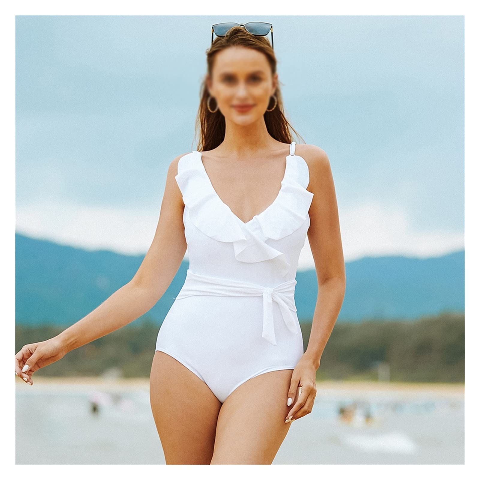 Women's V Neck Ruffle Bandage One Piece Swimsuit - Sexy Bathing Suit for Beach, Pool & Summer Vacations | Comfortable Swimwear for Women