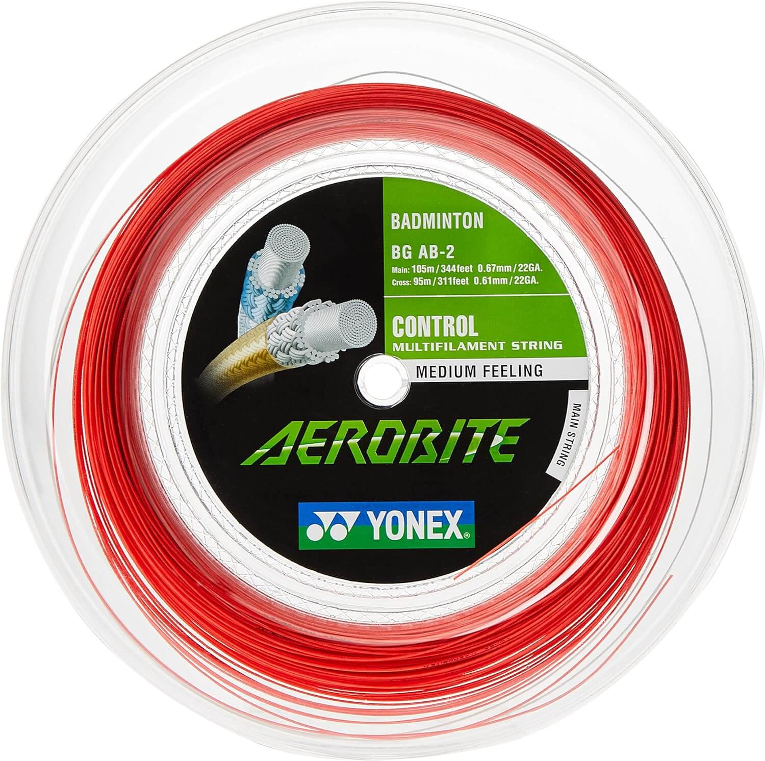 Yonex Aerobite Badminton String [200m Reel] - High Performance Badminton Racket String for Professional Players - Perfect for Tournaments and Training Sessions