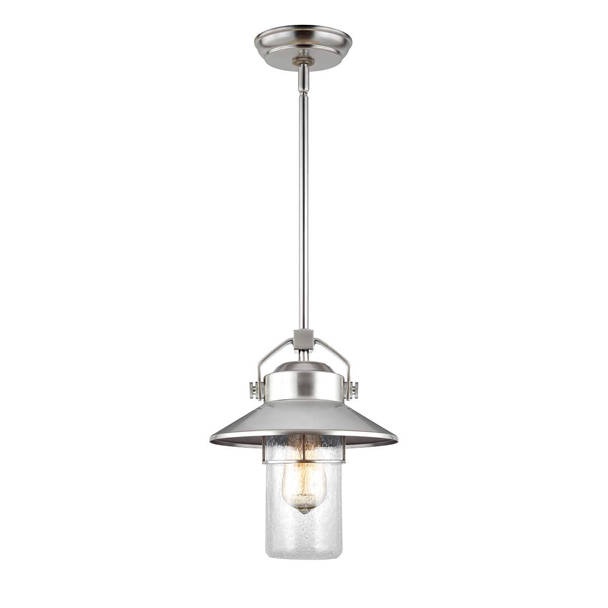 Boynton 1-Light Outdoor Pendant Light - Brushed Steel Finish, IP44 Rated, E27 Socket - Perfect for Porch, Patio & Garden Lighting