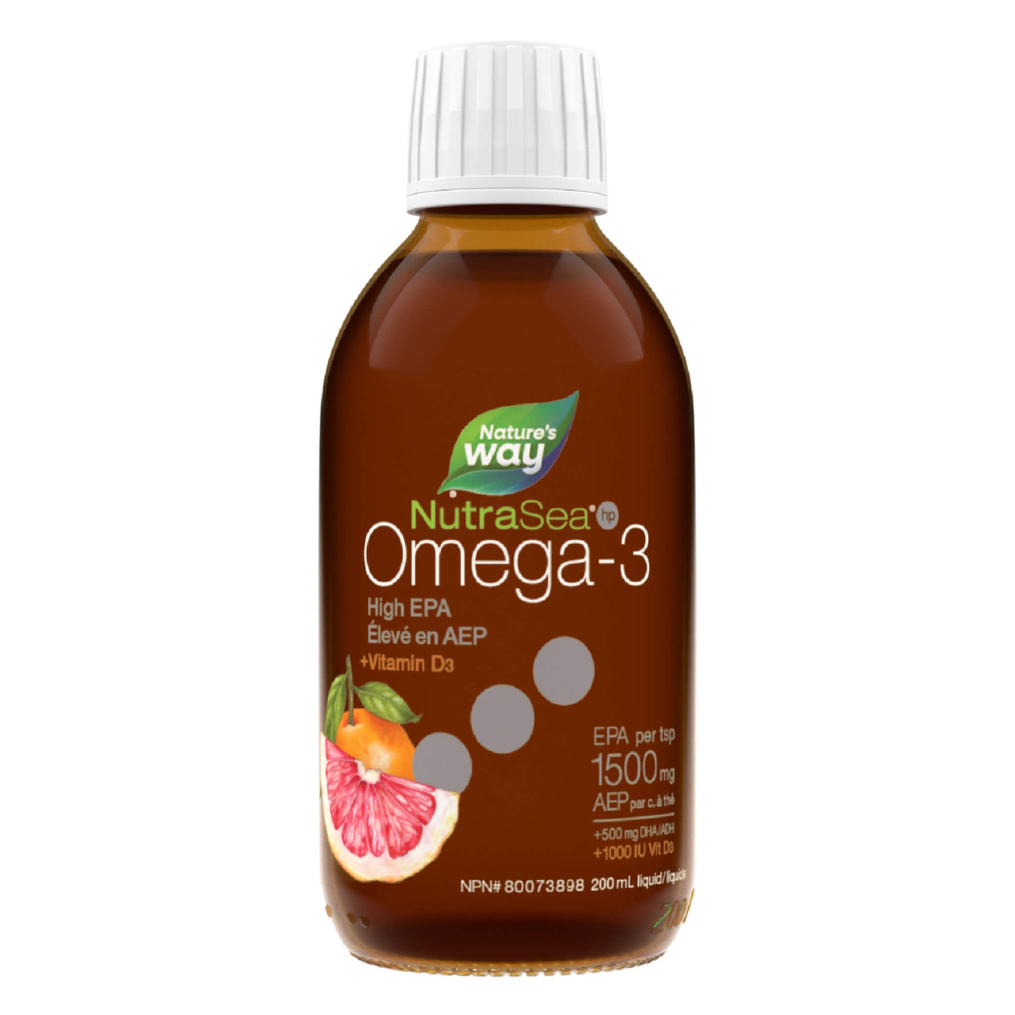 NutraSea HP+D High EPA Omega 3 Fish Oil Supplement - Grapefruit Tangerine Flavor for Heart & Brain Health - Supports Joint Function & Immune System - Ideal for Active Lifestyles & Wellness Routines