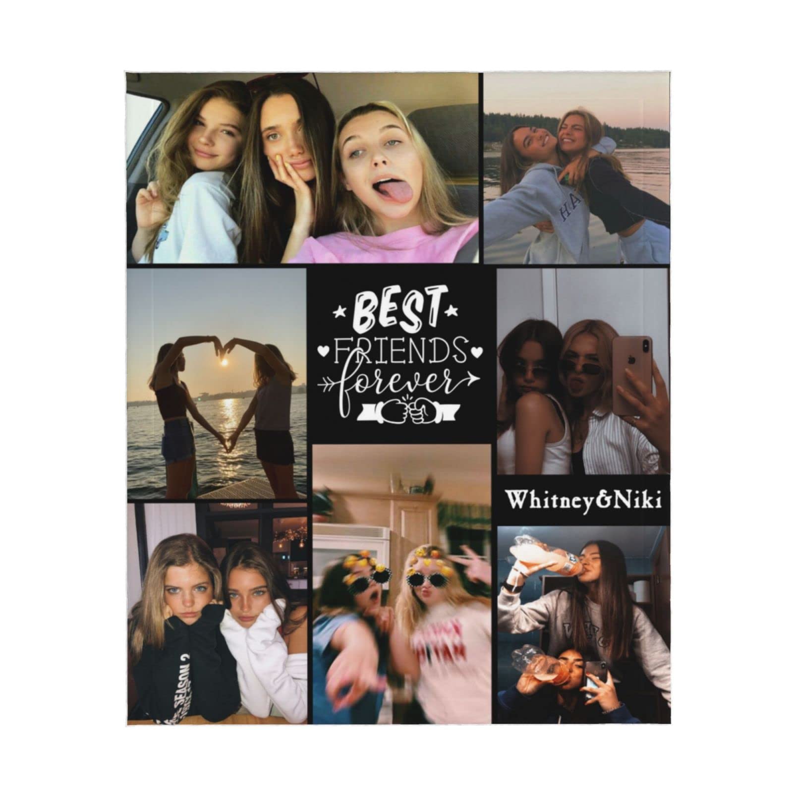 Custom Best Friends Photo Blanket with 7 Photos Collage - Personalized Throw Blanket for Women & Men - Perfect Birthday, Mother's Day Gift for Home, Office, or Travel