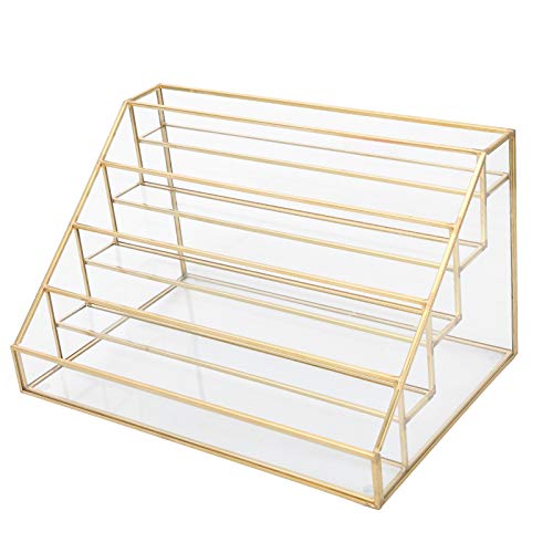 5-Tier Clear Glass Nail Polish Organizer - Large Capacity Professional Display Rack for Nail Polish, Lipstick, Essential Oils & Makeup Cosmetics - Perfect for Salon, Spa & Home Beauty Organization