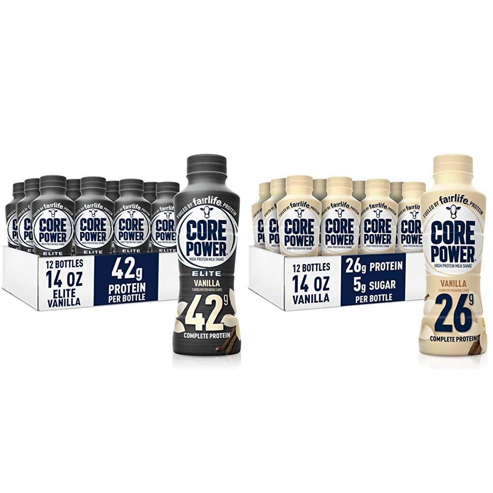 Fairlife Core Power Elite High Protein Shake 42g Protein, Vanilla Flavor, 14 Fl Oz Bottles (12 Pack) - Post Workout Recovery & Muscle Building Drink for Athletes & Fitness Enthusiasts