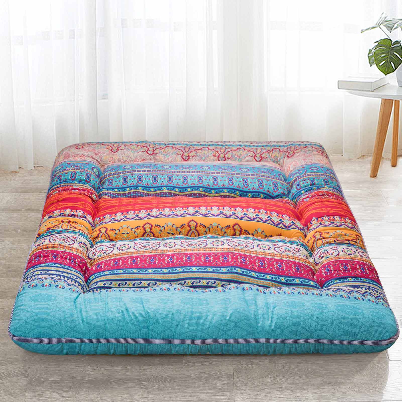 MAXYOYO Floor Mattress - Japanese Bohemian Style Futon Mattress for Home & Outdoor Use | Portable Foldable Bed for Guest Room, Camping, Yoga & Lounge