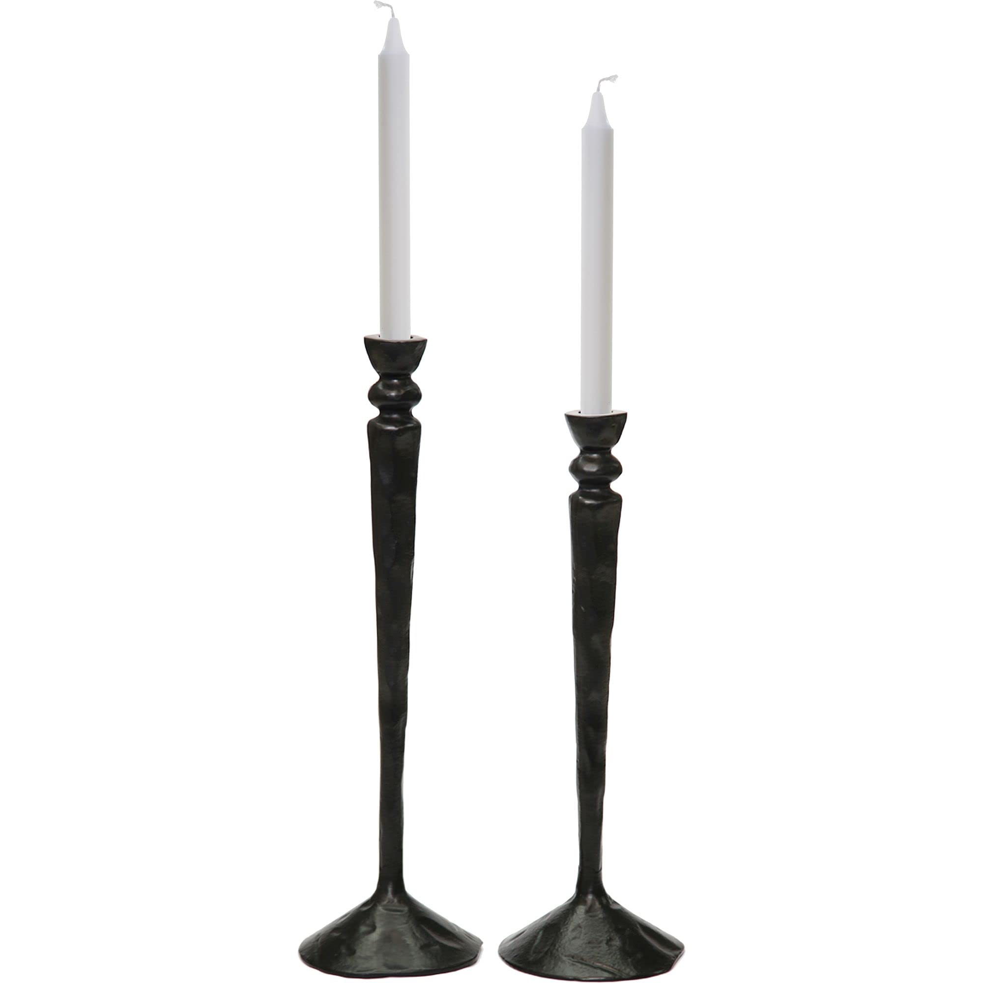 Signature Home Collection Set of 2 Black Traditional 17-inch Candle Holders - Elegant Table Decor for Dining Room, Wedding Centerpieces & Holiday Home Decor
