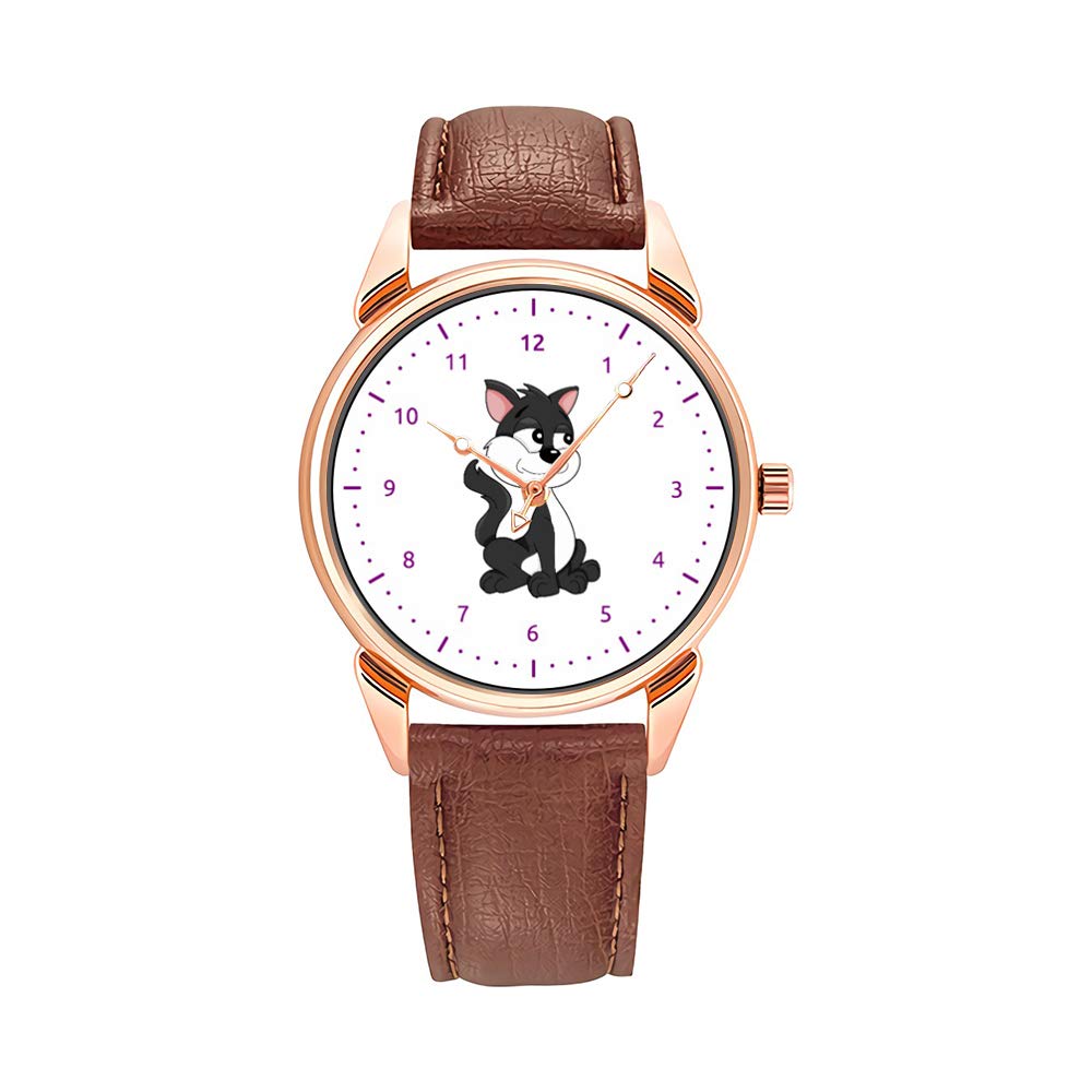 Luxury Men's Quartz Watch - Waterproof Business Watch with Luminous Hands & Brown Leather Strap - Christmas Gift, Floral & Bird Pattern - Perfect for Office, Formal Events & Everyday Wear