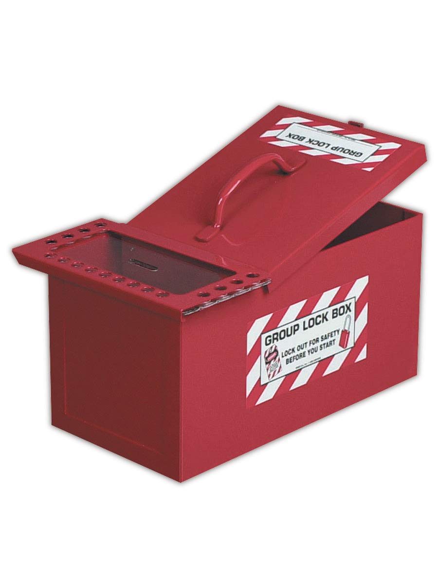 Emedco TALB4-RD Portable Steel Storage Lock Box - Secure Group Locking Solution in White & Red | Ideal for Job Sites, Schools, and Construction Safety Storage