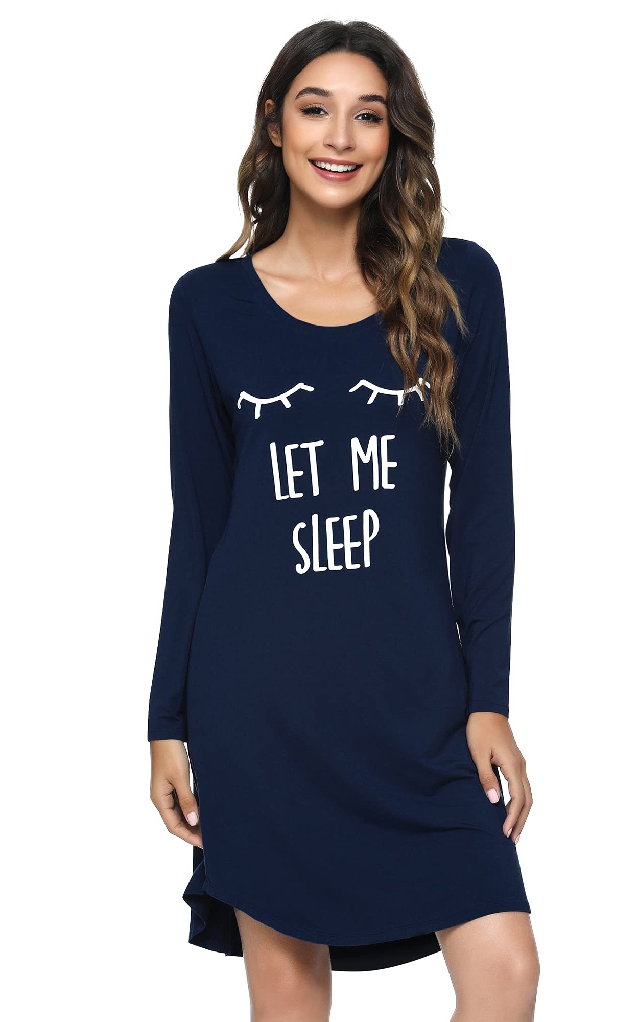 Soft Bamboo Nightgown for Women - Long Sleeve Stretchy Sleep Dress & Loungewear (Sizes S-4X, Plus Size) - Perfect for Cozy Nights, Relaxing at Home, and Comfortable Sleepwear