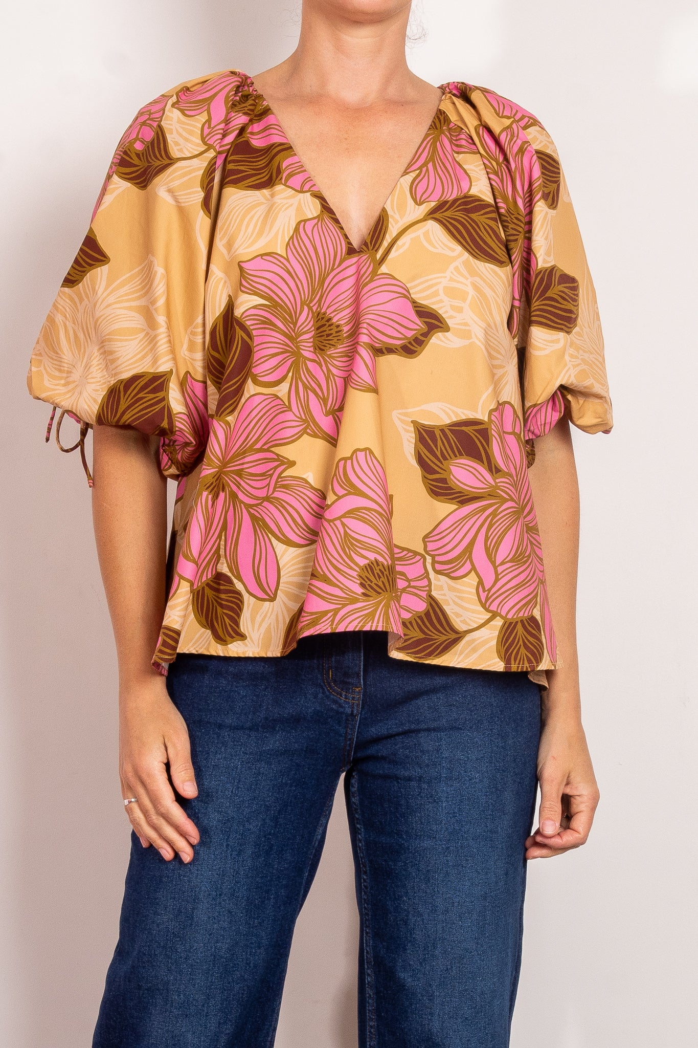 Kinney Miya Rosa Floral Blouse Women's Elegant Floral Print Top - Perfect for Spring Outfits, Office Wear & Date Nights