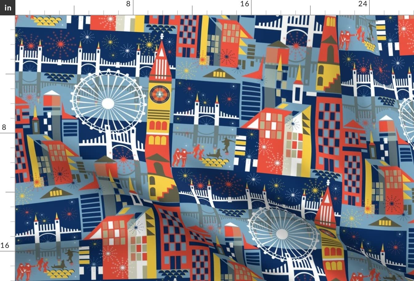Midnight City Year Big London Printed Minky Fabric Fat Quarter - Soft Plush Fabric for Sewing Baby Blankets, Quilt Backing & DIY Plush Toys - Perfect for Nursery Decor & Craft Projects