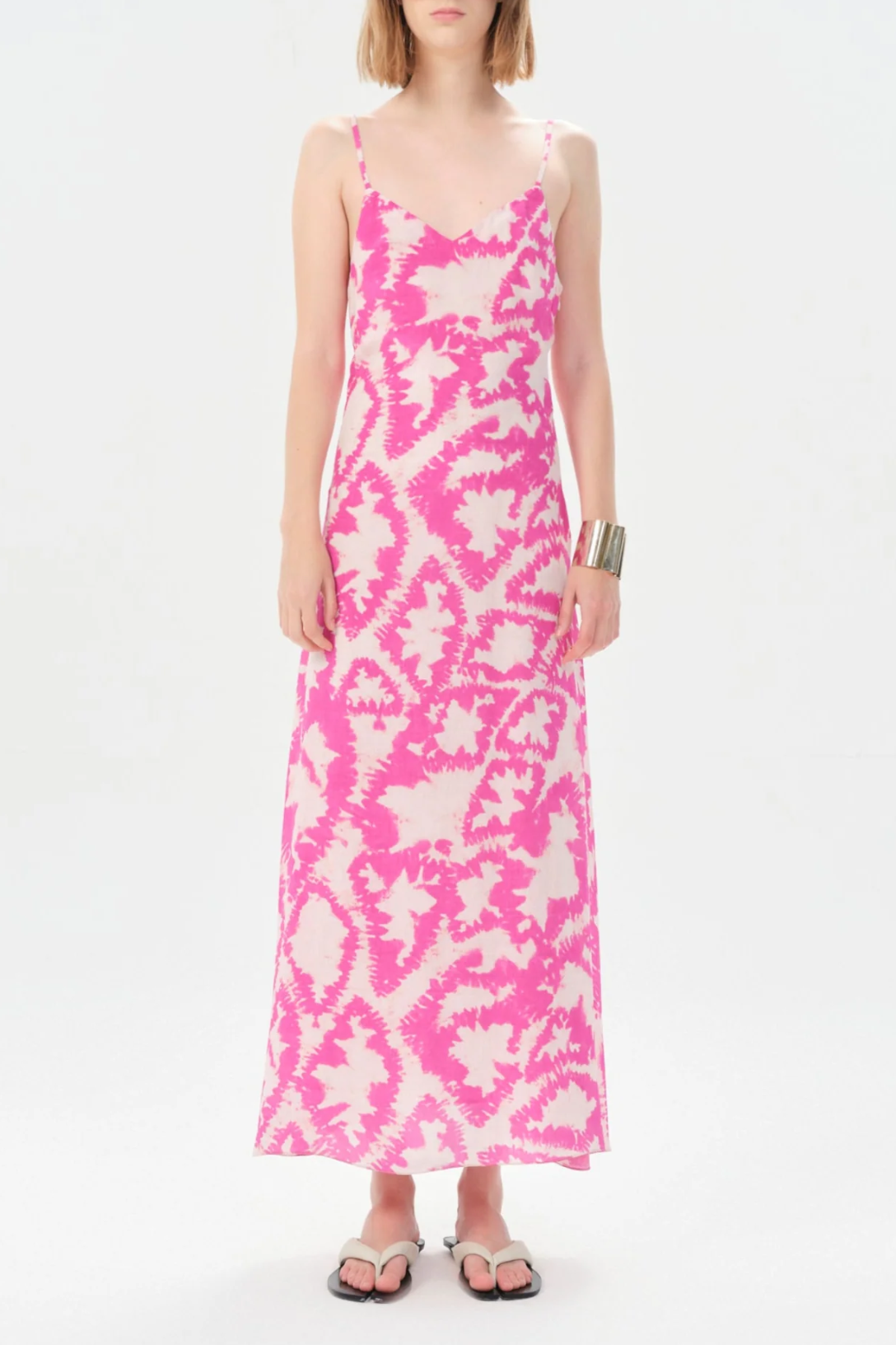 Santa Rita Julianna Long Maxi Dress | Bohemian Ethnic Fuchsia Floral Print | Perfect for Beach Vacations, Music Festivals & Summer Outfits