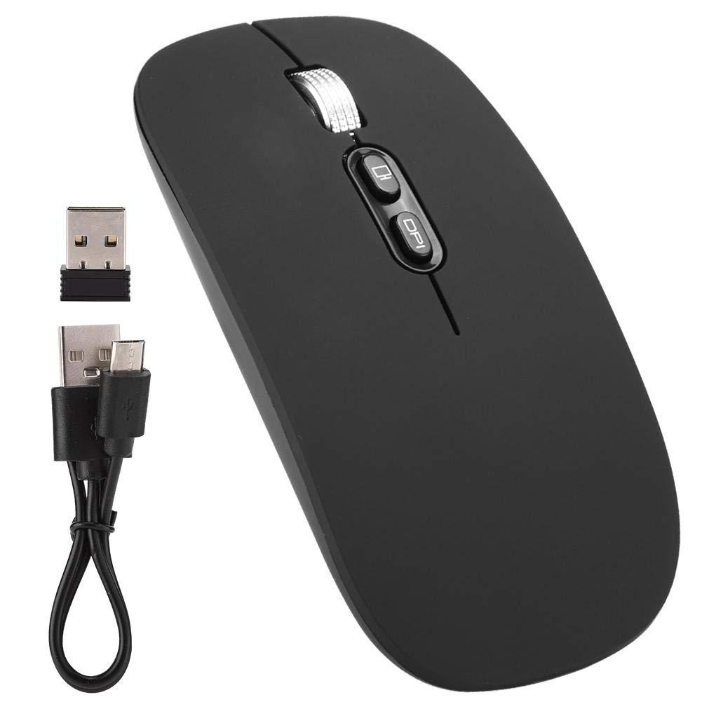 EBTOOLS 2.4G Wireless Rechargeable Mouse - Slim Ergonomic Silent Optical Mouse with USB Receiver for PC Laptop Desktop - Perfect for Home Office Work & Gaming (Black)